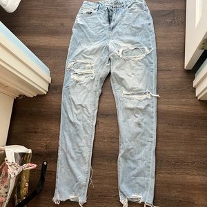 AE Distressed Mom Jeans